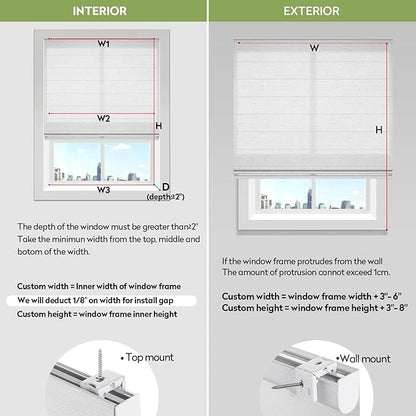 ZSTARR Smart Roman Shades Rechargeable Motorized Blinds with Remote Light Filtering Roman Window Shades Plain Fold Soft for Doors Bedroom, Custom Size (Sheer White)