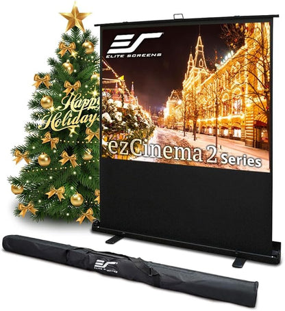 Elite Screens ezCinema 2 Projector Screen, 105-inch 4:3 Portable Manual Floor Pull Up w/ Scissor Backed Church Office Front Projection Carrying Bag, US Based Company 2-YEAR WARRANTY, F105XWV2