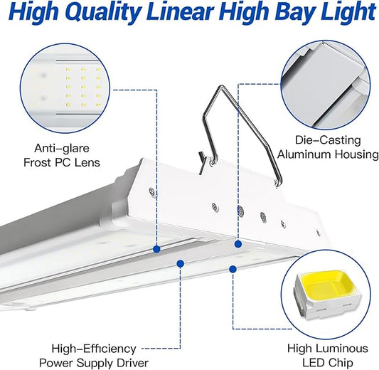 JTT LED Linear High Bay Light, 5000K Daylight 150W 21000LM 1.35FT Shop Light Commercial 360° Adjustable Tilt Hanging LED High Bay Shop Lighting Fixtures for Garage, ETL 1-Pack