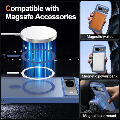 Magnetic for Google Pixel 8a Case, [Military Grade Drop Protection] [Compatible with MagSafe] Shockproof Slim Translucent Matte Anti-Slip for Women Girls Men Case, Blue