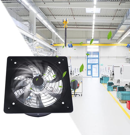XUFOPLY 12 Inch Exhaust Fan, 110V 125W Wall Mounted Vent Fans 2800RPM Kitchen Bathroom Windows Fan Metal Extractor Fan for Attic, Garage, Window Ventilation (Black, 12 Inch)