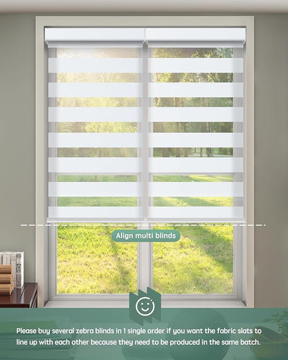 Yoolax Motorized Zebra Blinds Compatible with Alexa, Motorized Blinds with Remote Smart Automatic Custom Electric Window Blinds Cordless Indoor Blackout for Home Bedroom Kitchen (Grey Black)