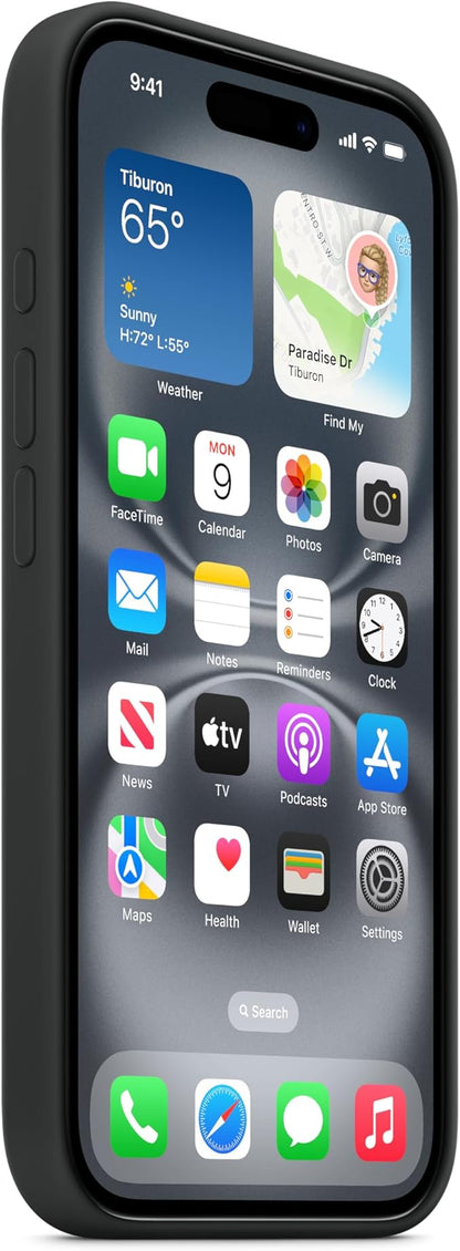 Apple iPhone 16 Silicone Case with MagSafe and Camera Control: Lightweight Phone Case, Wireless Charging Compatible, Smooth Matte Finish; Black