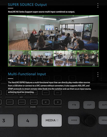 SPROLINK NeoLIVE N5/N5S 5 Input Channels Video Streaming switcher Laptop Design with 10.1inch Screen, with Dual 4k inputs, Support MV and PGM outputs (Neolive N5)