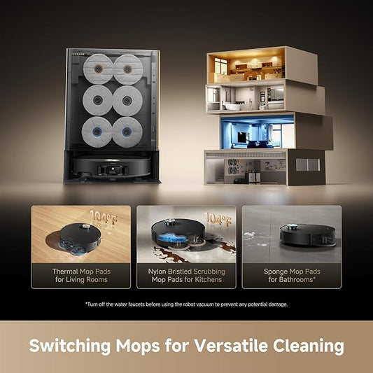 DREAME Matrix10 Ultra Robot Vacuum and Mop, Multi-Mop Switching, 3.14inch Obstacle Clearing, 30,000Pa Suction, Self Empty&Refill, Self-Cleaning, 100% Detangling, 240+ Obstacle Avoidance, Voice Control