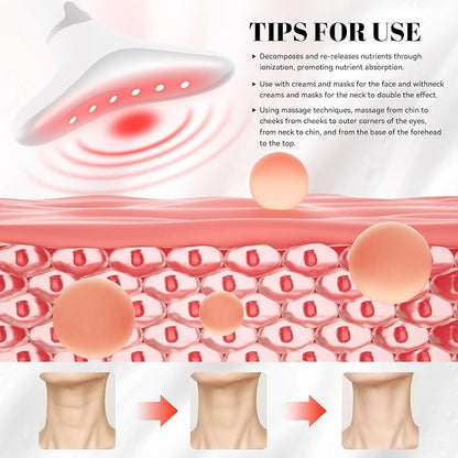 Sveekery Facial Sculptor with Red Light Therapy, Microcurrent & Vibration Massager, Portable Anti-Aging Device for Face and Neck Care, Wrinkle Reducer Face Lift Tool (White) – Valentine’s Gift