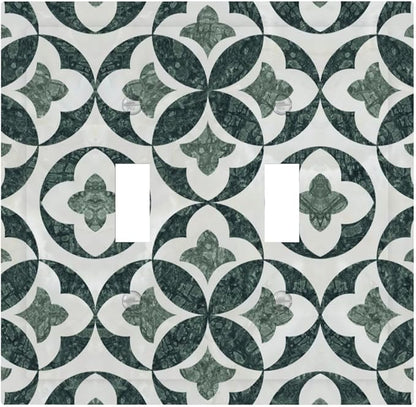 Bvtewkhz Green Luxury Modern Cubic Marble 2 Gang Double Toggle Decorative Light Switch Covers Electrical Faceplate Switch Plates for Bathroom Kitchen Home