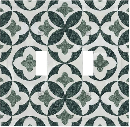 Bvtewkhz Green Luxury Modern Cubic Marble 2 Gang Double Toggle Decorative Light Switch Covers Electrical Faceplate Switch Plates for Bathroom Kitchen Home