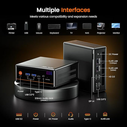PELADN Ryzen Mini PC 5600H (Beats 5700U/7430U), 32GB Dual Channel RAM, 1TB PCIe3.0 SSD, 2.5“ SATA HDD, Mini Desktop Computer with Dual NIC LAN 2.5Gbe, WiFi6, BT5.2, Type-C
