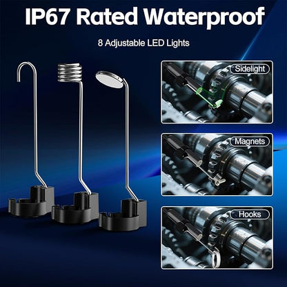 Industrial Borescope Camera with Lighting, 4.3" Borescope, 1080P HD Inspection Camera, 8 LED Lights, 16.4FT Semi-Rigid Cable, IP67 Waterproof Endoscope, Used for Pipes, Automobiles, Sewer
