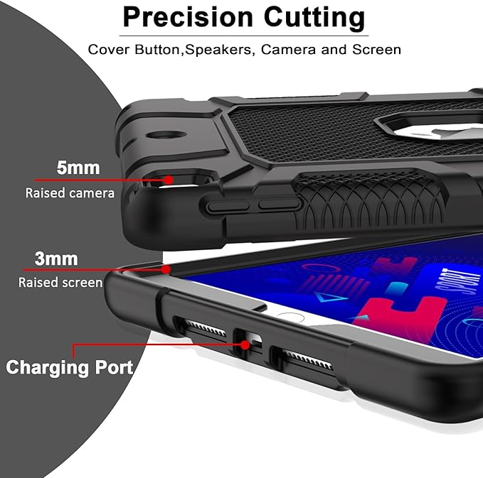 Rantice Case for 9th/8th/7th Generation, Hybrid Shockproof Rugged Drop Protective Case with Kickstand for iPad 10.2 Inch (2021/2020/2019 Release), Black