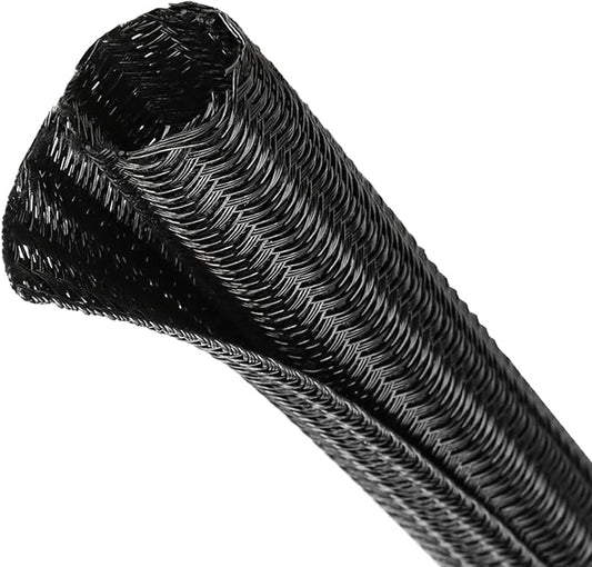 Split Wire Loom Tubing, Cable Protector Sleeve, Braided Cable Management for TV/Computer/Home Theater/Engine Bay, Cord Protectors from Pets No Chew (Black, 3/8"-10ft)