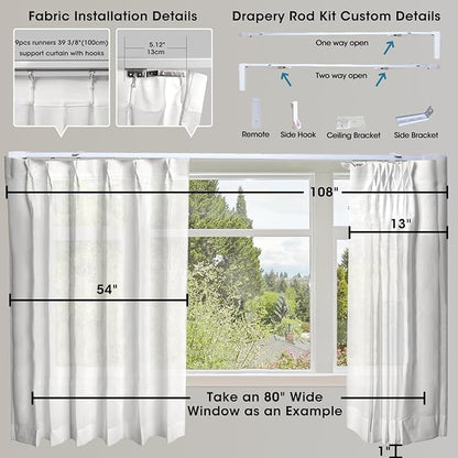 SmartWings Automatic Curtain Opener with Drapery, Motorized Vertical Blinds with Remote, Electric Closet Doors Sliding Panels Compatible with Alexa Google Homekit, Sheer Starry Brilliance