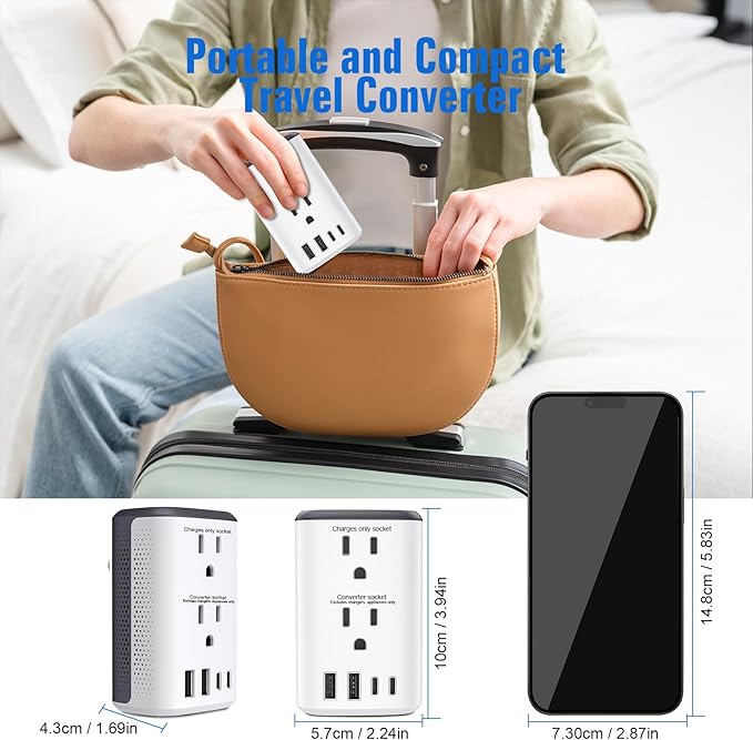 Voltage Converter Us to Europe, 220v to 110v Power Adapter, European Plug Power Converter 2500w, Transformer for Curly Hair Dryer, Travel Adapter Worldwide Step Down，