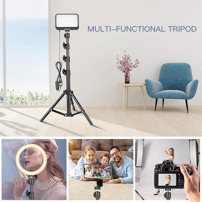 UBeesize LED Video Light Kit, 2Pcs Dimmable Continuous Portable Photography Lighting with Adjustable Tripod Stand & 5 Color Filters for Tabletop/Low-Angle Shooting, for Zoom, Game Streaming, YouTube