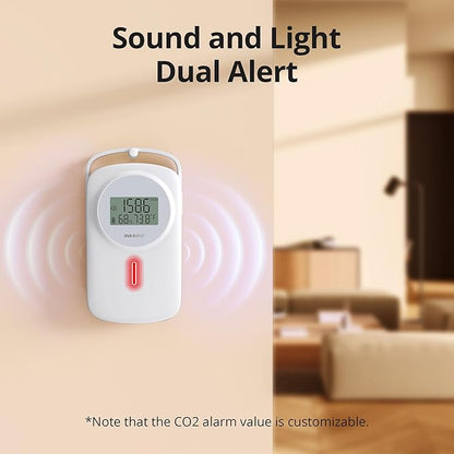INKBIRD CO2 Monitor Ndir CO2 Detector 3 in 1 Meter | Carbon Dioxide & Temperature & Humidity Air Quality Monitor Indoor Battery Powered | Dual Alarm System | for Home, Office, RV, Grow Tent (IAM-O2)