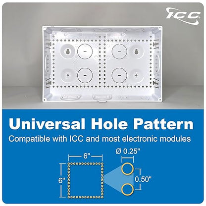 ICC 9” Plastic Structured Wiring Enclosure, Media Enclosure with Cover, Cable Management Box for Residential Structured Cabling, UL Listed, ICRESDC9PE