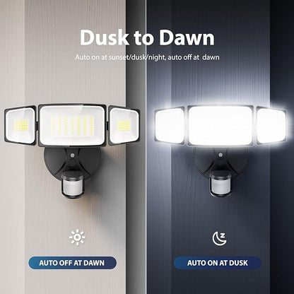 Onforu 2 Pack 75W LED Motion Sensor Outdoor Lights, 7000LM Dusk to Dawn Outdoor Lighting, 6500K Motion Detector Flood Light, IP65 Waterproof Hardwired LED Security Light for Yard Garage