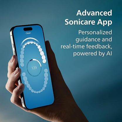 Philips Sonicare DiamondClean 9900 Prestige Electric Toothbrush - with SenseIQ Technology and Advanced AI App, 5 Brushing Modes, 3 Intensity Levels, Charging Travel Case, Champagne, HX9990/11