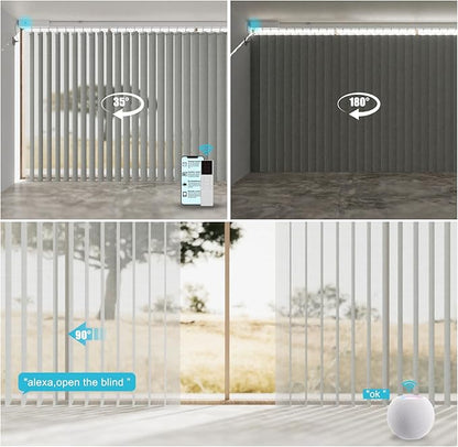 Blindify Motorized Sheer Vertical Blinds with Remote, Light Filtering Smart Vertical Blinds Work with Alex Google Home, Horizontal Blinds for Sliding Glass Doors, Customize(Linen Light Gray)