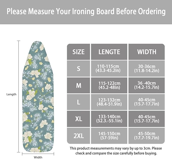 ZCFYGDX Dandelion Flower Print Ironing Board Cover Decor, Resist Scorching & Staining, Easy to Install Resistant Elastic Edges, 3 Nylon Buckle Straps Fasteners, Protective Scorch Cloth Covers Size-XL