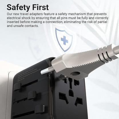 MINIX Universal Travel Adapter, International Power Plug Adapter Max 35W 3 USB C 2 USB A Ports, All-in-One Worldwide Wall Charger for USA EU UK AU up to 180+ Countries.