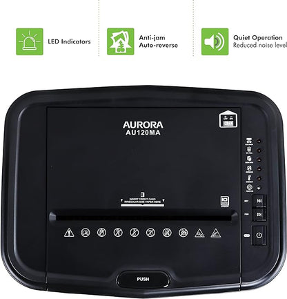 Aurora AU120MA 120-Sheet Auto Feed High Security Micro-Cut Paper Shredder / 30 Minutes (Black)