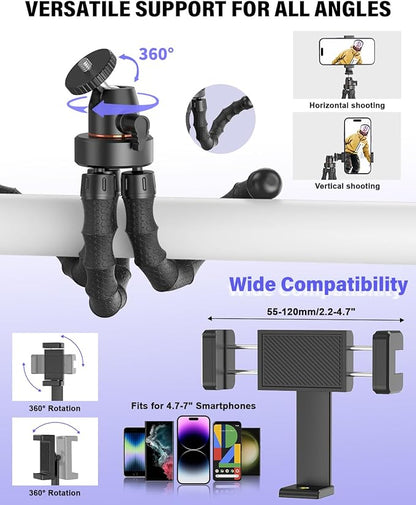 Vlogging Kit for iPhone/Android, YouTube Starter Kit with Wireless Microphone/Camera Tripod/Flexible Tripod/RGB Fill Light, Content Creator Essentials Kits for TikTok Vlog Video Recording