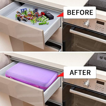 Battery Organizer Storage Holder, 150+ Batteries Storage Containers Box with Battery Tester Fits for AA AAA 9V C D Lithium 3V LR44 CR2016 CR1632 CR2032 CR2025 (Case Not Includes Batteries)-Purple