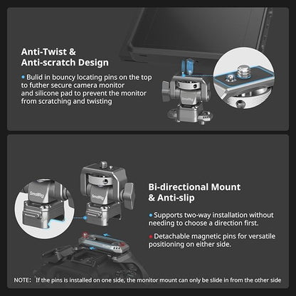 SMALLRIG Quick Release Camera Monitor Mount with Integrated NATO Rail, Field Monitor Mount, Swivel 360° and Tilt 160° Adjustable, Camera NATO Monitor Holder, Max Payload 2.5kg, HawkLock H21-4487