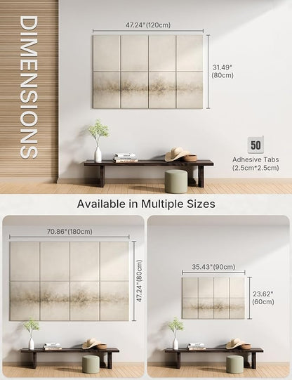 Wall Art Acoustic Panels,47''X31''Sound Absorbing Panels-8-Pack with 50 Adhesive Tabs, Decorative Sound Absorbing Panels for Living Room and Recording Studio, Offices-Dawn Embrace