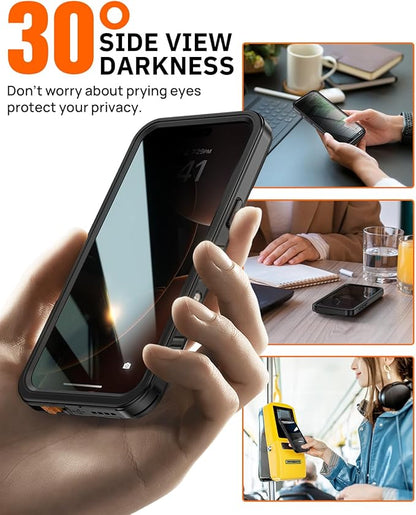 Lanhiem for iPhone 16 Pro Max Privacy Case, Waterproof Dustproof Shockproof Cases for 16 ProMax with Privacy Screen Protector, Full Body Protective Cover for iPhone 16 Pro Max - 6.9 inch (Black)