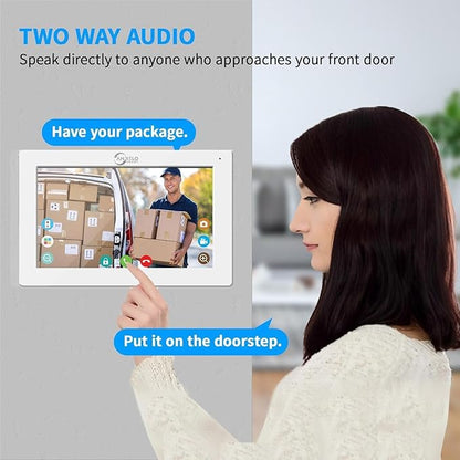 Wired Video Door Phone Apartment Intercom System,7 Inch Touch Monitor with 1080P HD Camera Doorbell,Supporting 5 in 1 Unlocking,Minitoring Motion Detecting for Home Villa,Tuya (1 doorbell + 2 monitor)