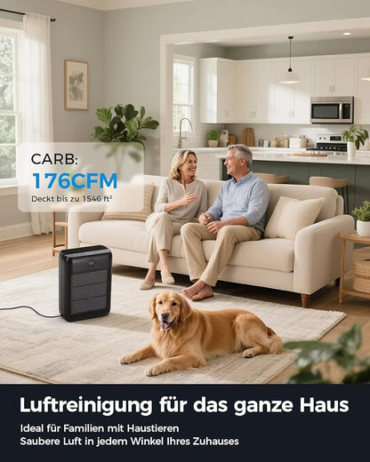 Slevoo Air Purifier for Home Large Room, H13 True HEPA Filter Air Purifiers & 3 × pre-filters for Bedroom,Office,Living Room,Covers Up to 1546 ft²,CADR 300 m³/h (Black)