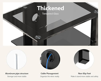 FITUEYES 4-Tier AV Media Cabinet Stand Component Cabinet, Gaming TV Stand and Stereo Rack Audio Tower with Height Adjustable Tempered Glass Shelves, AS406003GB