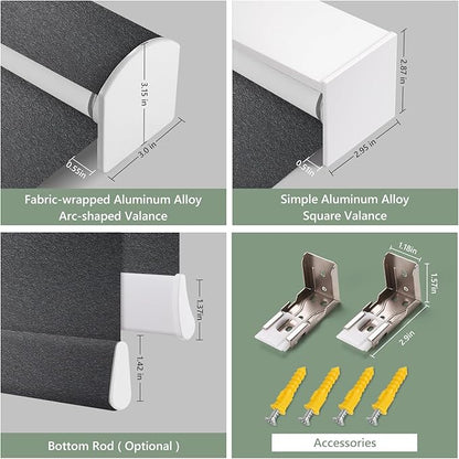 Zshine Motorized Blackout Window Blinds Customize Width (23-95 Inches) Remote Control Wireless and Rechargeable Roller Shades Blinds for Windows, Home, Office, Hotel, Club, Restaurant(82141H)