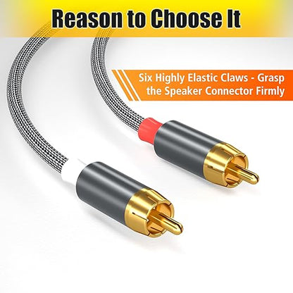 AGVEE 25ft RCA Cable, 2 RCA Male Thickened Six Claws Plug Stereo Auxiliary Audio Cord for Home Theater, Amplifier, Active Speakers or Subwoofer, Gray