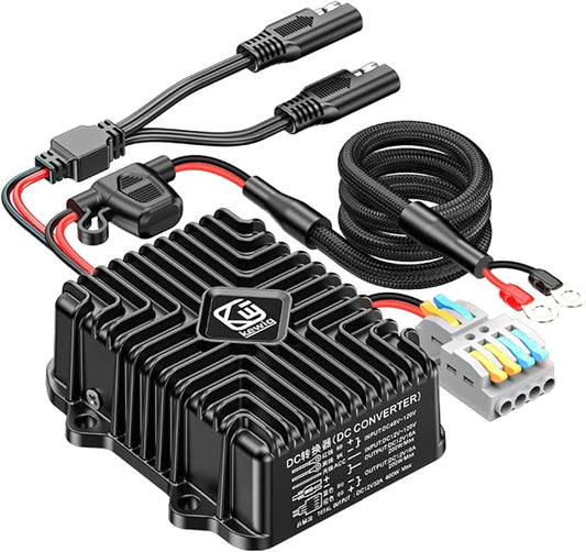 Kewig 400W 32A 12V Golf Cart 48V-120V to 12V Converter Voltage Regulator Reducer Transformer with Fuse DC Convert Regulator Power Supply Buck Transformer Module for Motorcycle Golf Cart Scooters