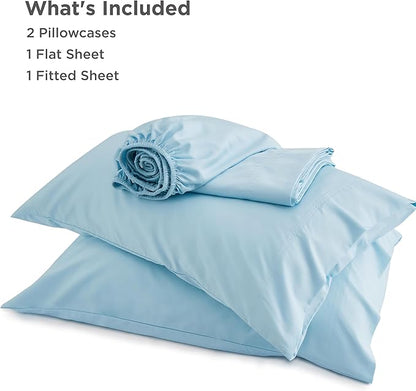 Bedsure Queen Sheet Set, Rayon Derived from Bamboo, Cooling Sheets, Breathable & Soft, Deep Pocket Up to 16 Inches, Hotel Luxury Silky Bedding for Hot Sleepers, Aqua