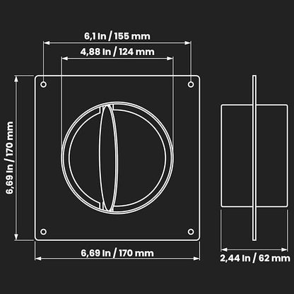 5" Inch Duct Connector Flange with Backdraft Damper - Plastic Straight Pipe Flange for Heating Cooling - Inlet Outlet Ventilation System - Ducting Coupling Wall Plate - Assembly Joint (125mm)