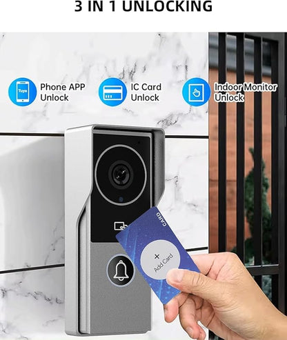 ANJIELO SMART Wired Video Intercom System, Video Doorbell Door Phone System,WiFi 1080P HD Monitor, Night Vision,Dual-Way Intercom for Villa House Office Apartment (2 Bell +1 Monitor)