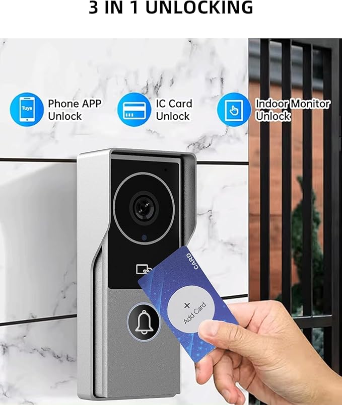 ANJIELO SMART Wired Video Intercom System, Video Doorbell Door Phone System,WiFi 1080P HD Monitor, Night Vision,Dual-Way Intercom for Villa House Office Apartment (1 Bell +3 Monitor)