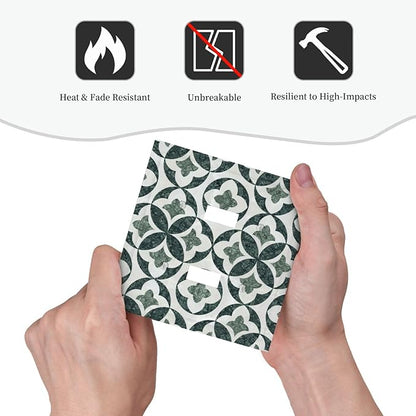 Bvtewkhz Green Luxury Modern Cubic Marble 2 Gang Double Toggle Decorative Light Switch Covers Electrical Faceplate Switch Plates for Bathroom Kitchen Home