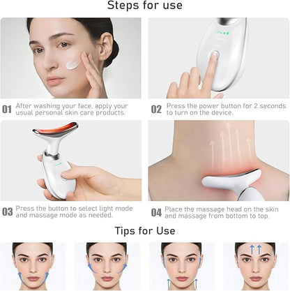 Cocobeen Face Neck Tool for Skin Care, Electric Neck Face Lifting Device for Wrinkle Removal (White)