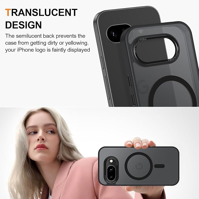 Magnetic for Google Pixel 9a Case, [Military Grade Drop Protection] [Compatible with MagSafe] Shockproof Slim Translucent Matte Anti-Slip for Women Girls Men Case, Black
