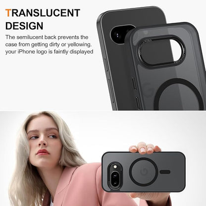 Magnetic for Google Pixel 9a Case, [Military Grade Drop Protection] [Compatible with MagSafe] Shockproof Slim Translucent Matte Anti-Slip for Women Girls Men Case, Black