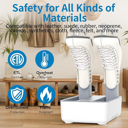 LAVIEAIR Boot Dryer Shoe Dryer for Work Boots Sneakers and Gloves, Temperature-selectable Boot Warmer with Heat, Timer, Fan and Retractable Hoses