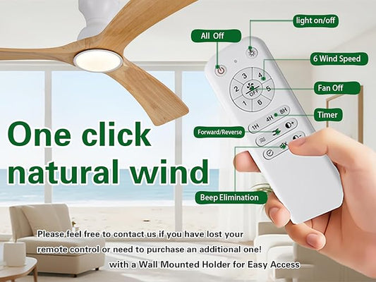 Gaizw Ceiling Fans with Lights, 52 Inch Flush Mount Ceiling Fan with Light,Modern 3-Blade Wooden Ceiling Fan, 6-Speed Remote Control, Bedroom Dining Room Garage Indoor Outdoor Fandelier