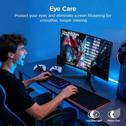KOORUI 27 Inch Curved Gaming Monitor QHD (2560 x 1440) 180Hz, 1ms 1500R Display, Adaptive Sync, 90% DCI-P3, HDMI 2.0 & DisplayPort 1.4, VESA, Tilt, Eye Care, 27E6QCA