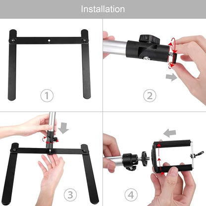 ChromLives Photo Copy Stand Pico Projector Stand with Phone Clamp Overhead Phone Mount Smartphone Compatible Tripod